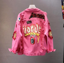 Load image into Gallery viewer, Pink/Yellow Jeans Jacket Women