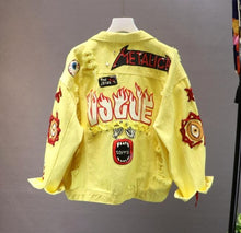 Load image into Gallery viewer, Pink/Yellow Jeans Jacket Women