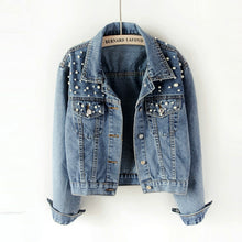 Load image into Gallery viewer, Pearl Beading Jeans Jacket Women