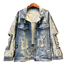 Load image into Gallery viewer, Handmade Sequin Jeans Jacket Women