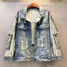 Load image into Gallery viewer, Handmade Sequin Jeans Jacket Women